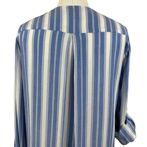 Women's KUT From The Kloth Striped Blouse Jenalee Cross Over Roll Sleeve Top Med - Picture 5 of 9